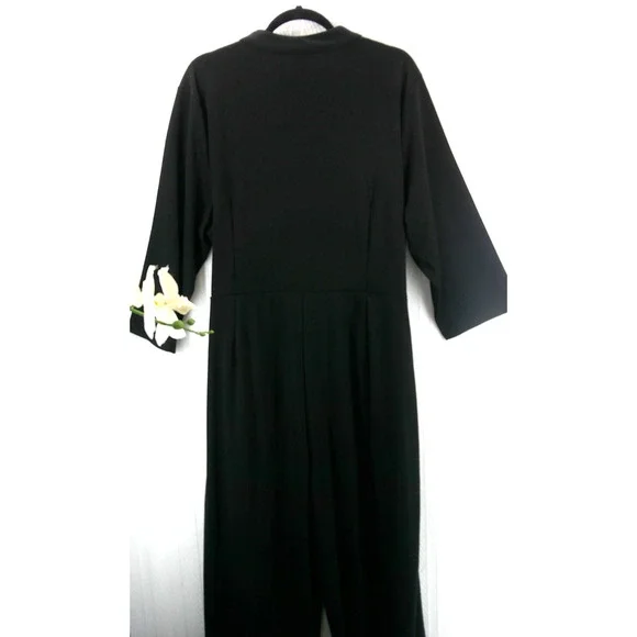 Liz Claiborne Black Jumpsuit Side Pockets 3/4 Sleeves-Women's 2XL NWT RTL $89 - Picture 4 of 9